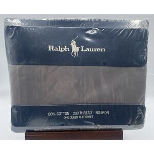 Ralph Lauren QUEEN Gray Flat Sheet 200 THREAD Open Box